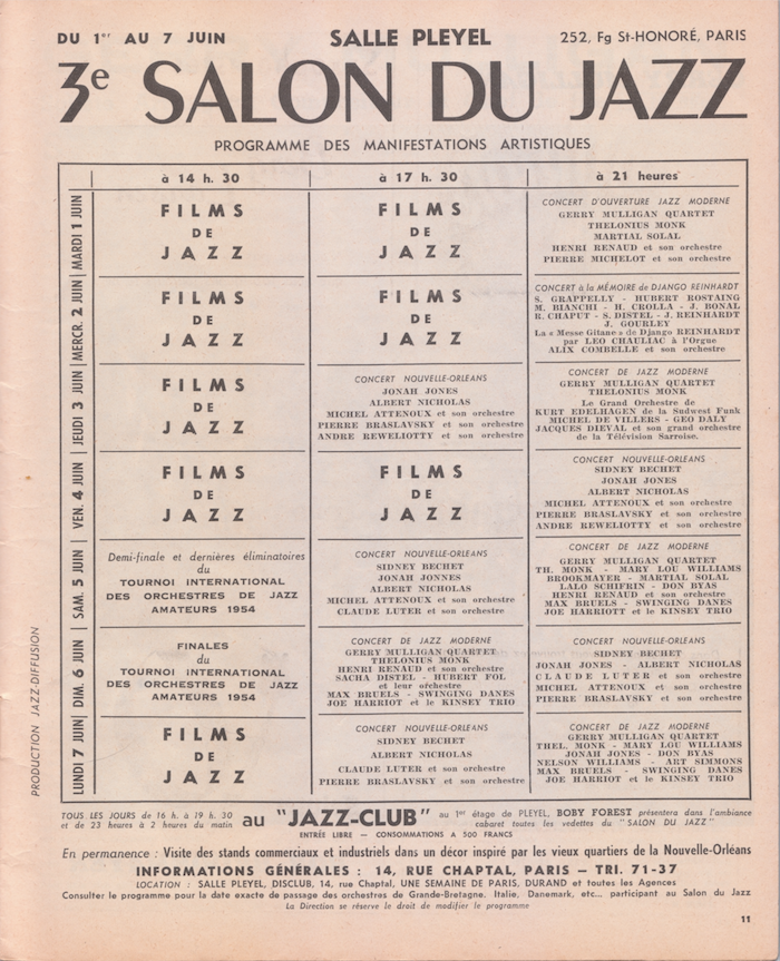 Jazz-Hot, N° 89, 20e Année (2e Série), juin 1954, p.11.